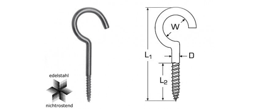 Schraubhaken Edelstahl A2