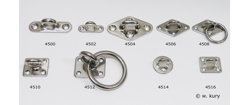 Augplatten mit / ohne Ring, Edelstahl A2/AISI304