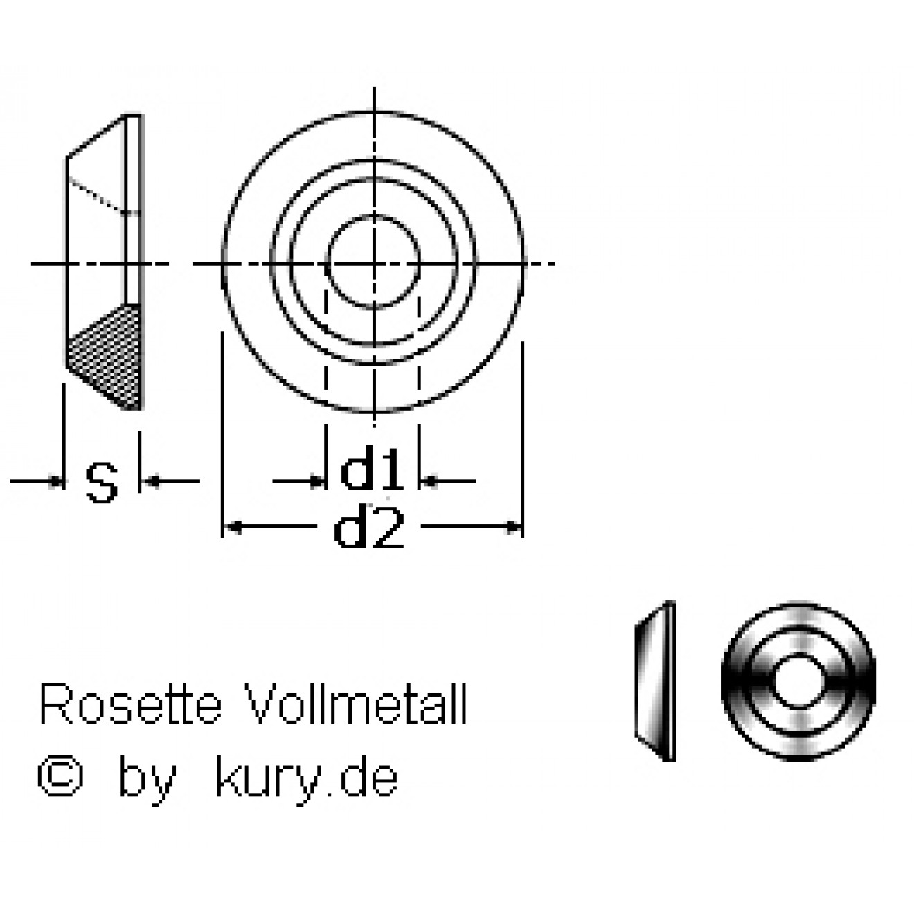 Rosetten für M 5 aus Vollmetall Edelstahl A4