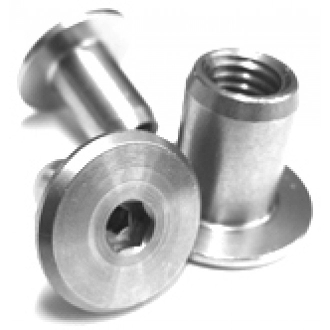 Hülsenmuttern Flachkopf M 4 x 10 x 13 Edelstahl 1.4305