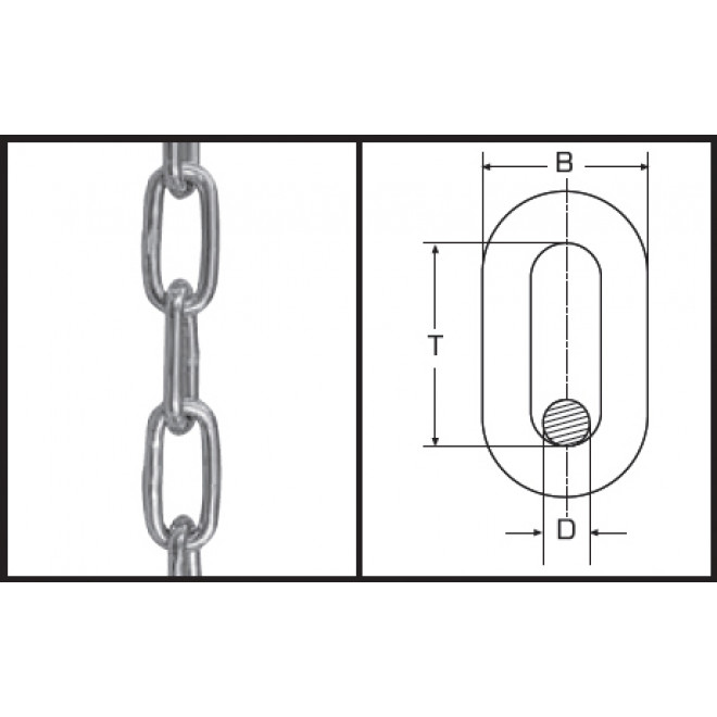 Edelstahlkette 3,0 mm, langgliedrig gem. DIN 5685