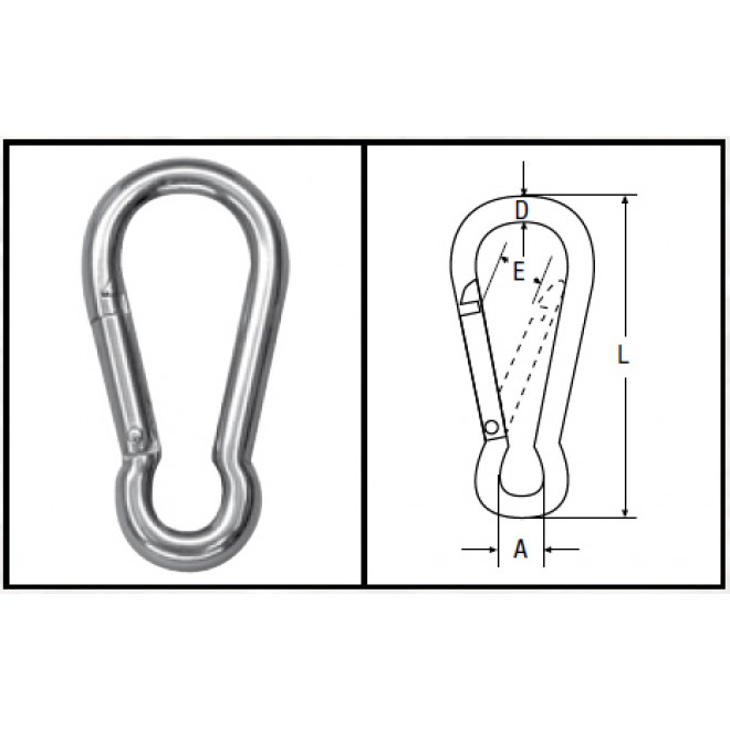 Karabinerhaken A4, 3 x 30 einfache Ausführung