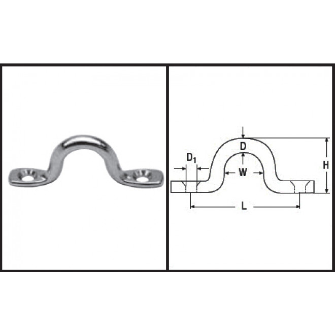 Fenderöse Länge 63, Höhe 24, Durchm. 8, Edelstahl A2