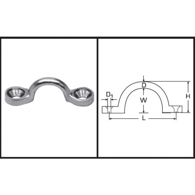 Fenderöse verstärkt Länge 50, Höhe 15, Durchm. 5, Edelstahl A2