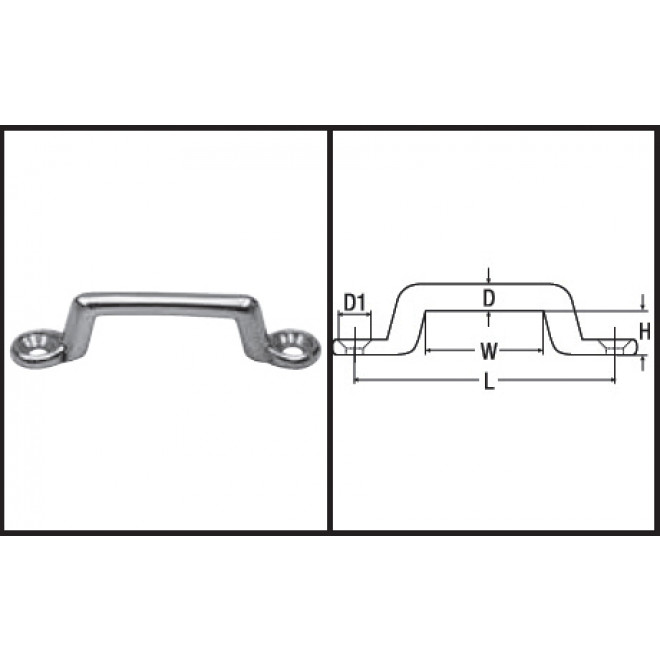 Riemenbügel poliert Länge 80, Höhe 14, Edelstahl A2