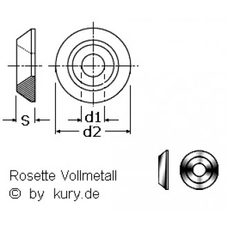 Rosetten für M 3 aus Vollmetall Edelstahl A4