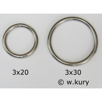 Ring 3 x 20 x 26 geschweißt und poliert Edelstahl A4