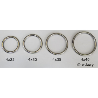 Ring 4 x 25 x 33 geschweißt und poliert Edelstahl A4