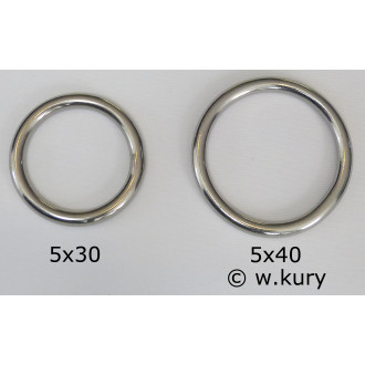Ring 5 x 30 x 40 geschweißt und poliert Edelstahl A4