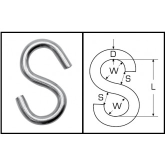 S-Haken, symmetrisch D 3 mm Edelstahl A4