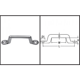 Riemenbügel poliert Länge 65, Höhe 14, Edelstahl A2