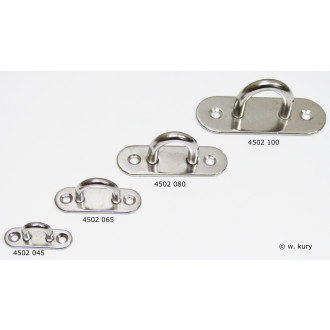 Augplatte gesanzt genietet längl. Form 45x15 mm Edelstahl A2