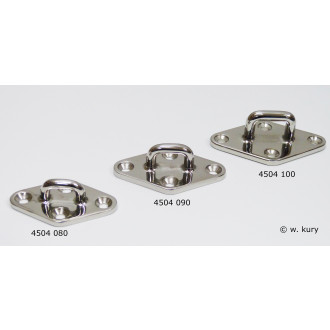 Augplatte Rauteform, Feinguss poliert 80 x 50 mm Edelstahl A4