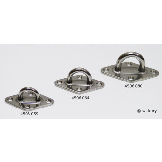 Augplatte Rauteform, gestanzt, geschweißt 59 x 37 mm Edelstahl A2